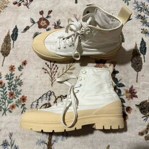 Everlane The Canvas Utility Boot Women's Off White Canvas Boots Size 8.5